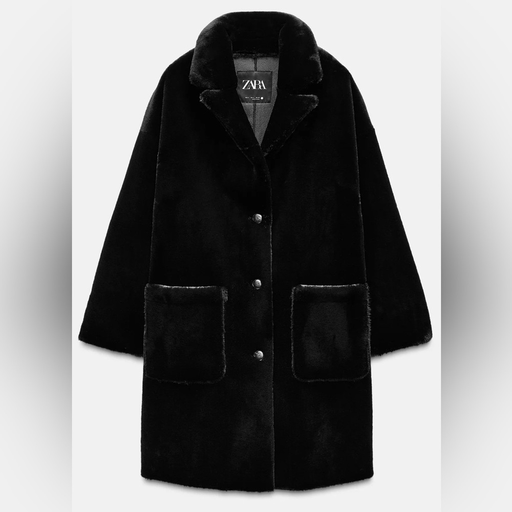 ZARA LONG FAUX FUR COAT ZW COLLECTION